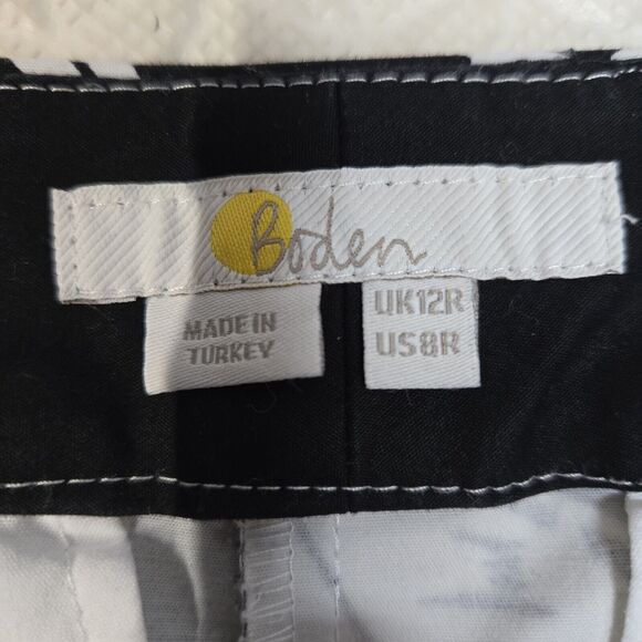 Boden Tropical Pants Womens 8 Black White Palm Tree Straight Leg Crop Resort - Picture 5 of 10